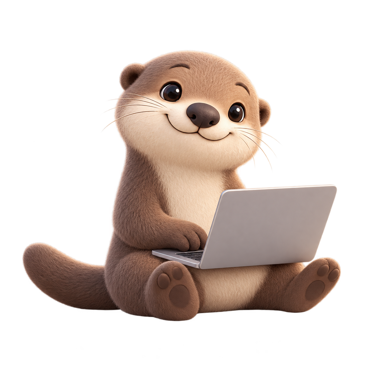 ottiyo’s friendly otter using a laptop